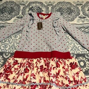 Matilda Jane Red and Cream Floral Kids Dress